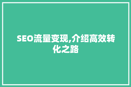 SEO流量变现,介绍高效转化之路
