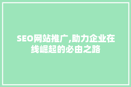 SEO网站推广,助力企业在线崛起的必由之路
