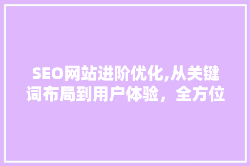 SEO网站进阶优化,从关键词布局到用户体验，全方位提升网站排名