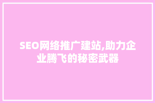 SEO网络推广建站,助力企业腾飞的秘密武器