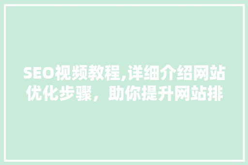 SEO视频教程,详细介绍网站优化步骤，助你提升网站排名