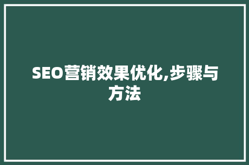 SEO营销效果优化,步骤与方法