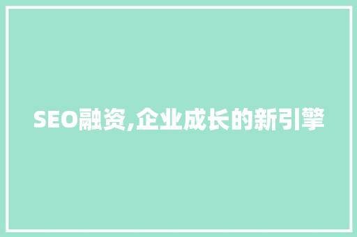 SEO融资,企业成长的新引擎