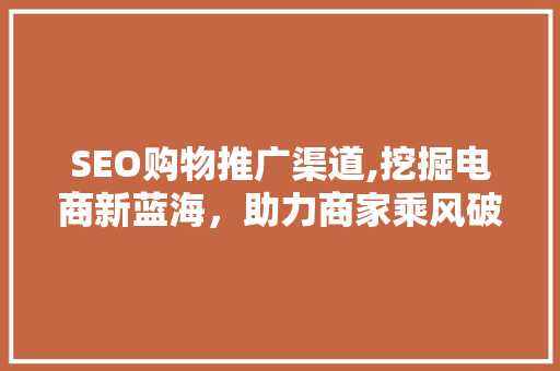 SEO购物推广渠道,挖掘电商新蓝海，助力商家乘风破浪