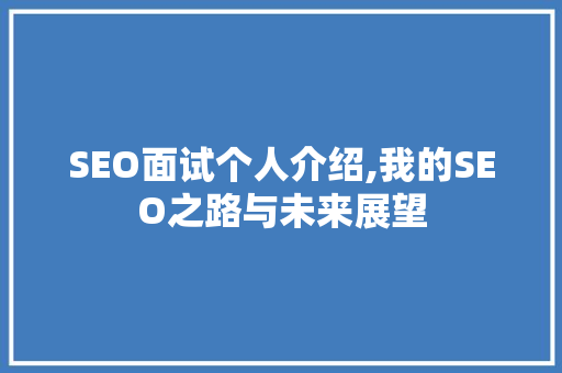 SEO面试个人介绍,我的SEO之路与未来展望