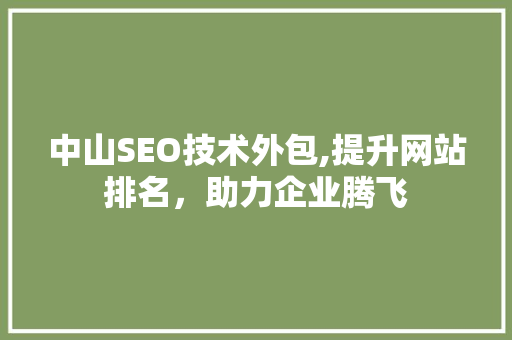 中山SEO技术外包,提升网站排名，助力企业腾飞