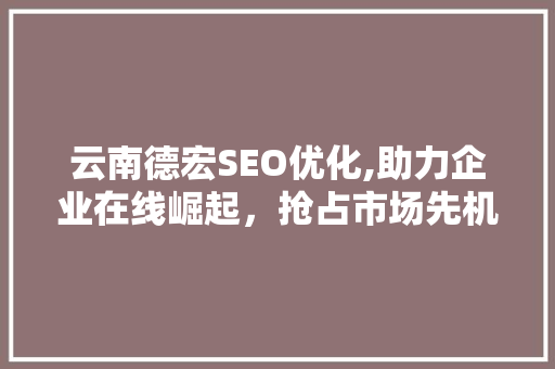 云南德宏SEO优化,助力企业在线崛起，抢占市场先机