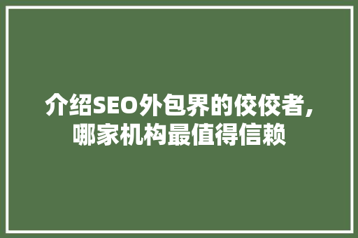 介绍SEO外包界的佼佼者,哪家机构最值得信赖