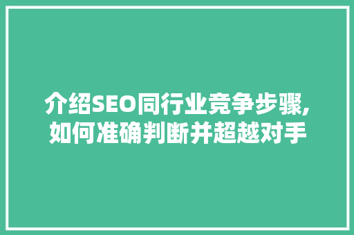 介绍SEO同行业竞争步骤,如何准确判断并超越对手