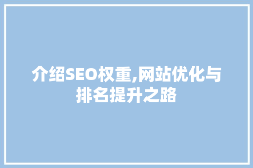 介绍SEO权重,网站优化与排名提升之路
