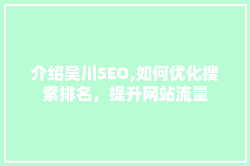 介绍吴川SEO,如何优化搜索排名，提升网站流量