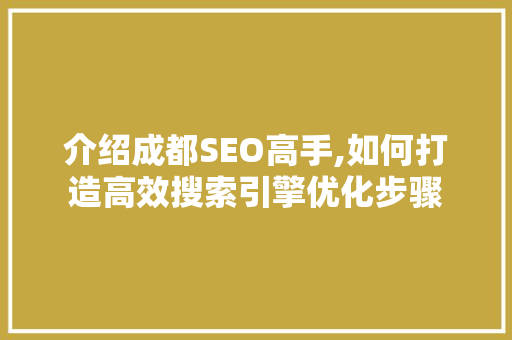 介绍成都SEO高手,如何打造高效搜索引擎优化步骤