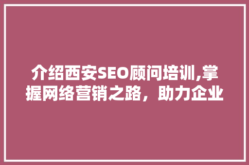 介绍西安SEO顾问培训,掌握网络营销之路，助力企业腾飞