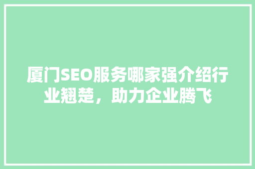 厦门SEO服务哪家强介绍行业翘楚，助力企业腾飞