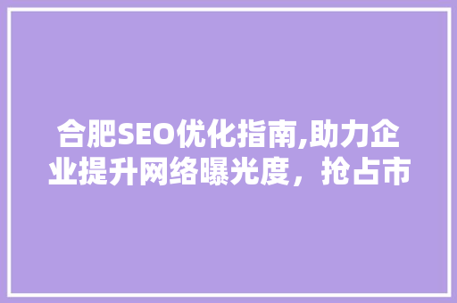 合肥SEO优化指南,助力企业提升网络曝光度，抢占市场先机