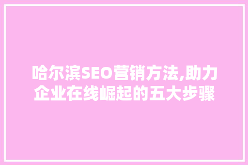 哈尔滨SEO营销方法,助力企业在线崛起的五大步骤