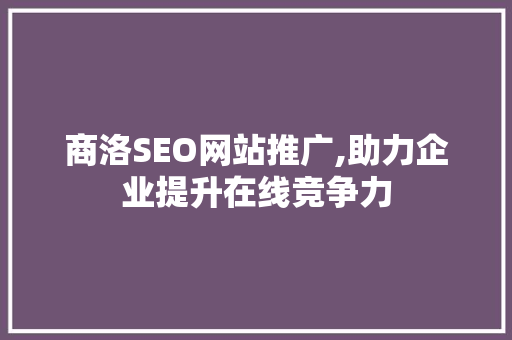 商洛SEO网站推广,助力企业提升在线竞争力