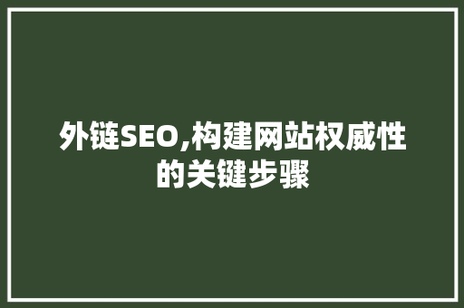 外链SEO,构建网站权威性的关键步骤
