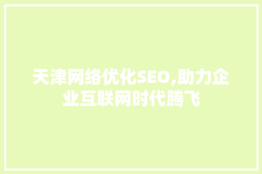 天津网络优化SEO,助力企业互联网时代腾飞