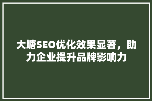 大塘SEO优化效果显著，助力企业提升品牌影响力