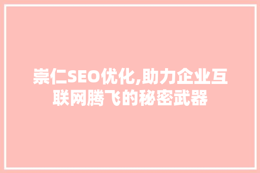 崇仁SEO优化,助力企业互联网腾飞的秘密武器