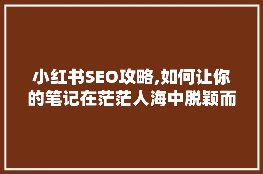 小红书SEO攻略,如何让你的笔记在茫茫人海中脱颖而出