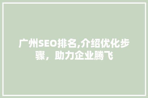 广州SEO排名,介绍优化步骤，助力企业腾飞
