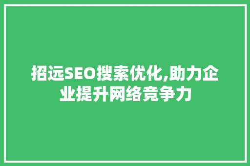 招远SEO搜索优化,助力企业提升网络竞争力