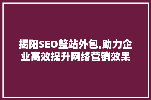 揭阳SEO整站外包,助力企业高效提升网络营销效果