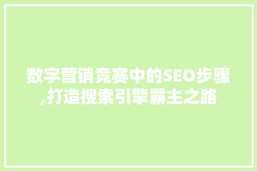 数字营销竞赛中的SEO步骤,打造搜索引擎霸主之路