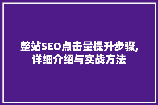 整站SEO点击量提升步骤,详细介绍与实战方法
