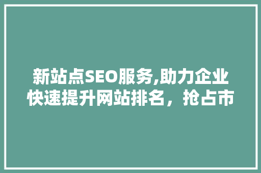 新站点SEO服务,助力企业快速提升网站排名，抢占市场先机