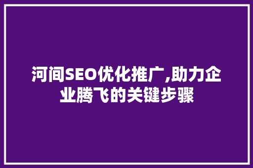 河间SEO优化推广,助力企业腾飞的关键步骤