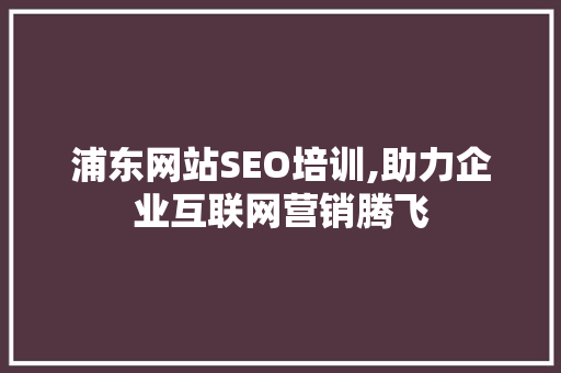 浦东网站SEO培训,助力企业互联网营销腾飞