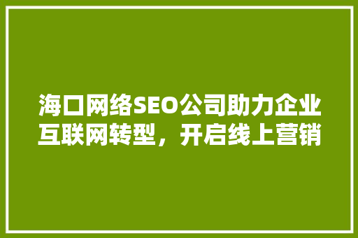 海口网络SEO公司助力企业互联网转型，开启线上营销新篇章