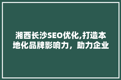 湘西长沙SEO优化,打造本地化品牌影响力，助力企业腾飞