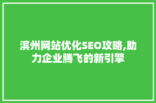 滨州网站优化SEO攻略,助力企业腾飞的新引擎