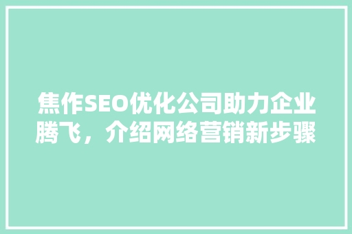 焦作SEO优化公司助力企业腾飞，介绍网络营销新步骤