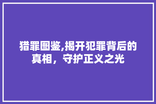 猎罪图鉴,揭开犯罪背后的真相，守护正义之光