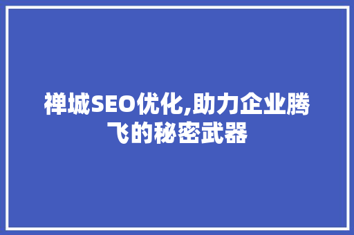 禅城SEO优化,助力企业腾飞的秘密武器
