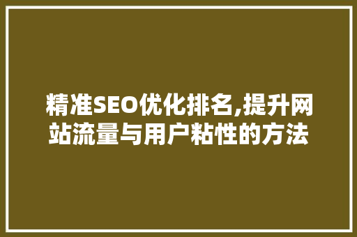 精准SEO优化排名,提升网站流量与用户粘性的方法