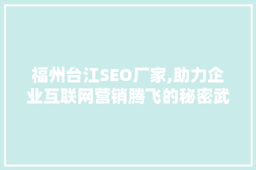 福州台江SEO厂家,助力企业互联网营销腾飞的秘密武器