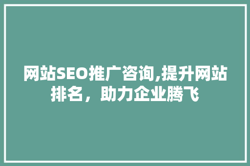 网站SEO推广咨询,提升网站排名，助力企业腾飞