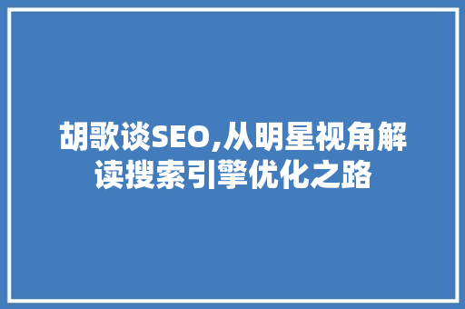 胡歌谈SEO,从明星视角解读搜索引擎优化之路