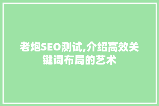 老炮SEO测试,介绍高效关键词布局的艺术