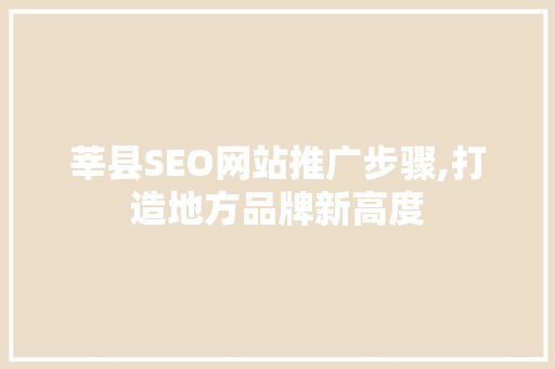 莘县SEO网站推广步骤,打造地方品牌新高度