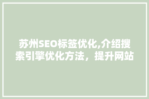 苏州SEO标签优化,介绍搜索引擎优化方法，提升网站排名