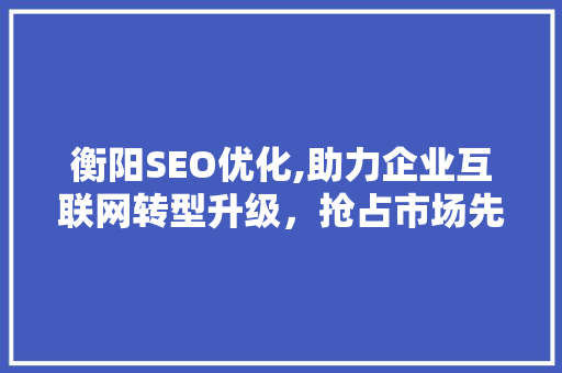 衡阳SEO优化,助力企业互联网转型升级，抢占市场先机