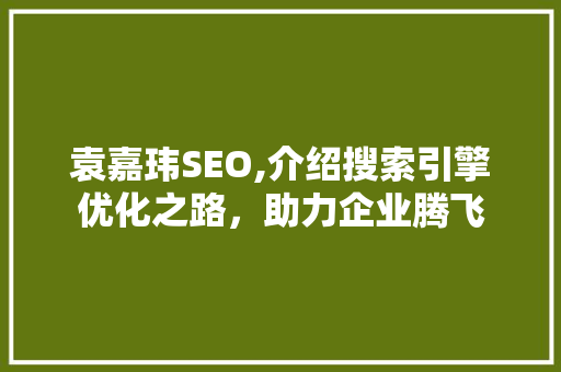 袁嘉玮SEO,介绍搜索引擎优化之路，助力企业腾飞