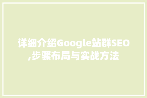 详细介绍Google站群SEO,步骤布局与实战方法